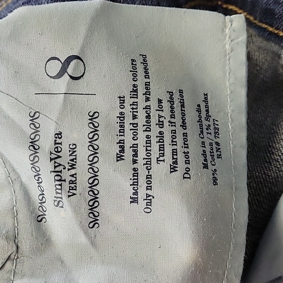 Simply Vera Vera Wang Women's Mid-Rise Straight Leg Blue Denim Jeans Size 8 - Picture 8 of 12